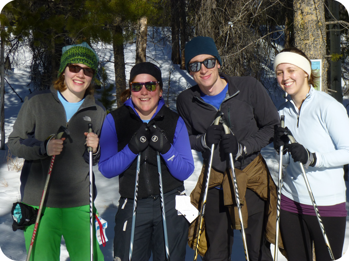 students skiing